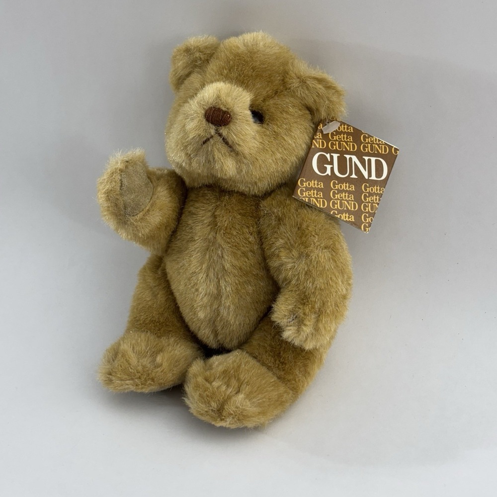 GUND Brown Teddy Bear 8" Plush 2099 Vintage 1984 Poseable Jointed Suede Paws NOS